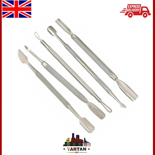 AC Cuticle Pusher Spoon Manicure Nail Pusher Scraper Remover Stainless Steel