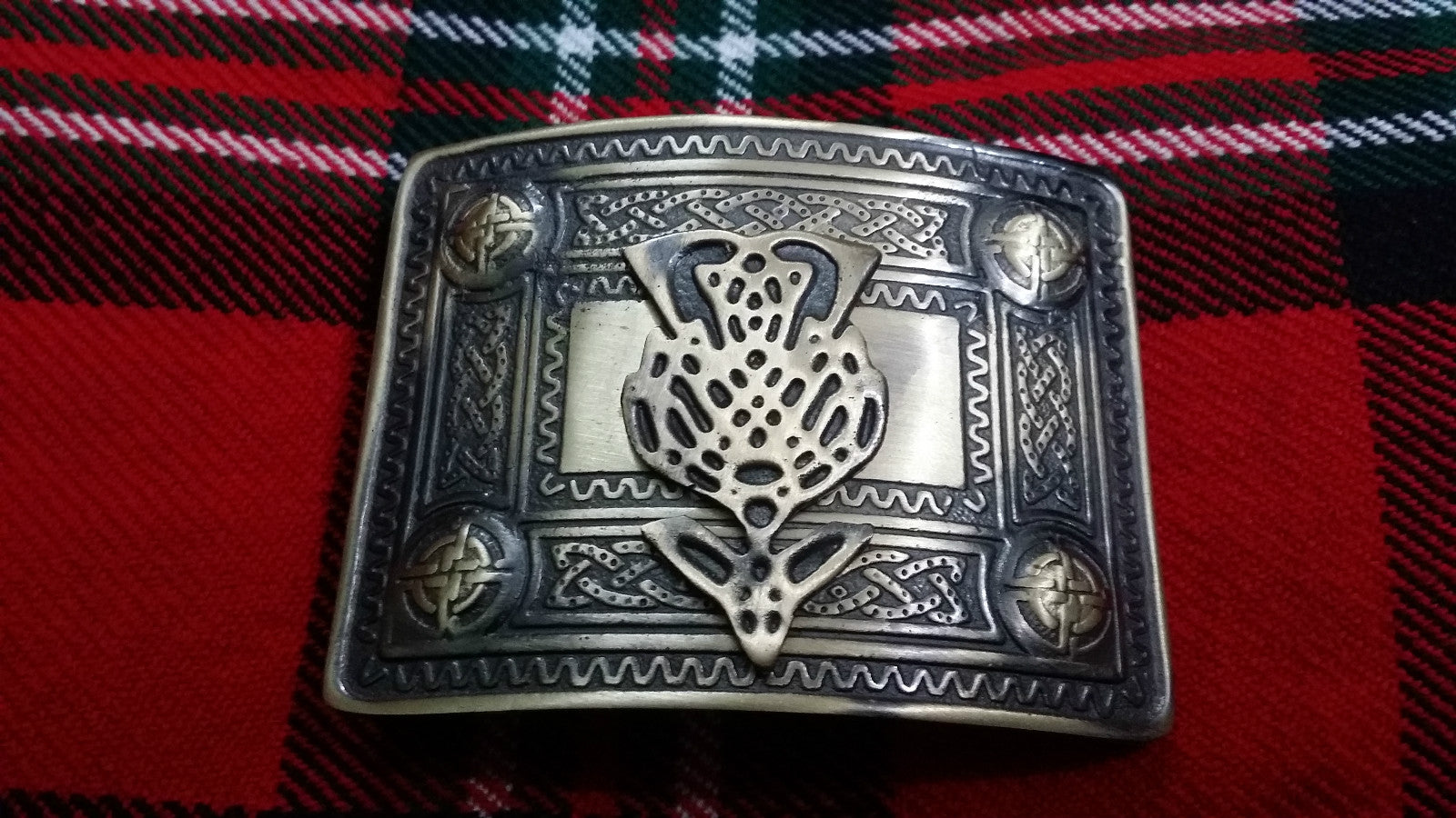 TC Men’s Kilt Belt Buckle Celtic Knot Work Antique/Highland kilt Buckle Thistle