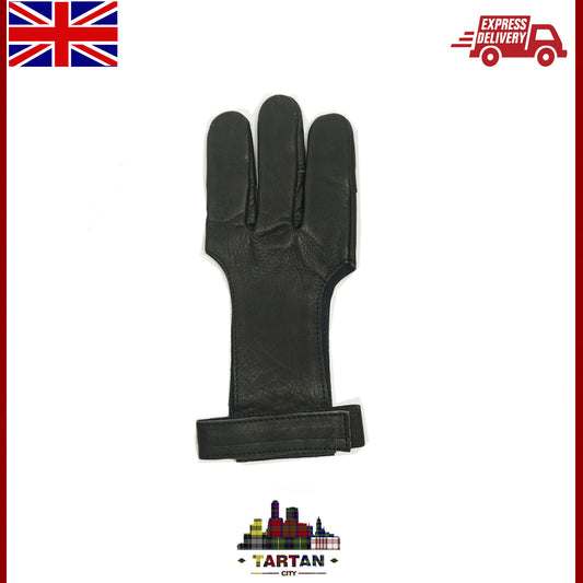 Archery Shooting Glove - Leather Hunting Gloves 3 Finger Bow Hunter gloves XS-XL