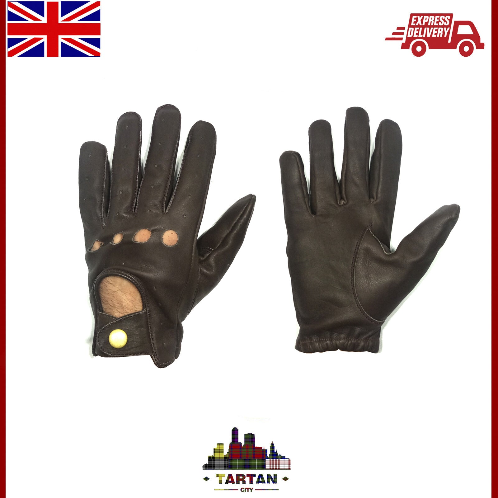 TC Men Driving Gloves Classical Retro Genuine Soft Leather Riding Gloves Vintage