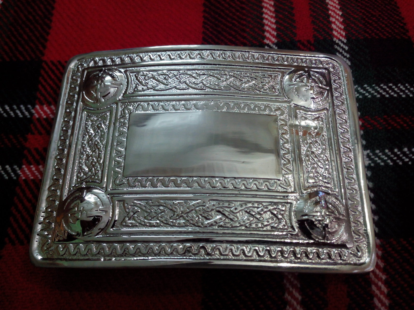 TC Kilt Belt Buckle Thistle 4 Dome Mirror Design/Celtic design kilt belt Buckle
