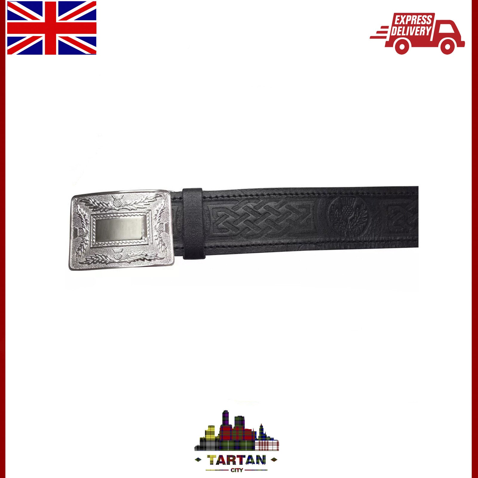 " TC Cuir Ceinture Kilt & Chardon Boucle Ensemble "