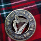 TC Irish Harp Fly Plaid Brooch Antique Finish 3"/Kilt Celtic