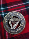 TC Irish Harp Fly Plaid Brooch Antique Finish 3"/Kilt Celtic