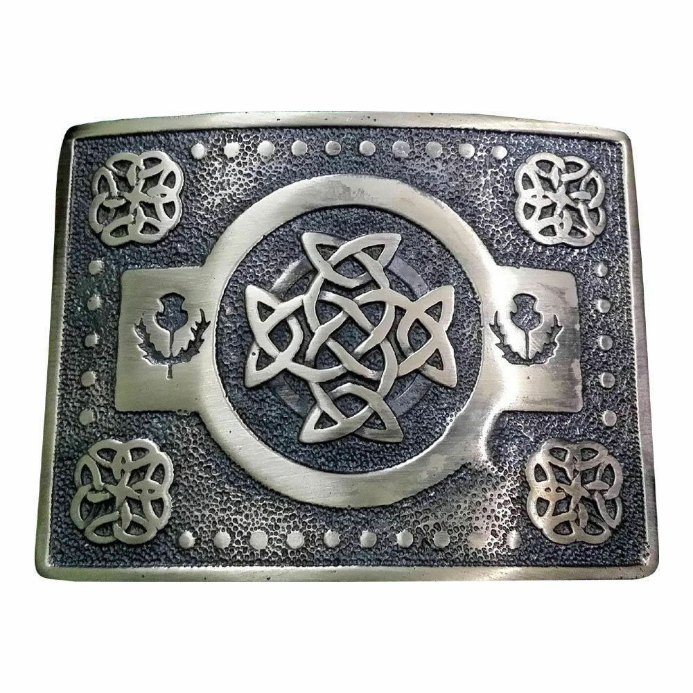 TC Highland Kilt Belt Buckle Celtic Knot Work Gold/Antique/Chrome/Black Finish