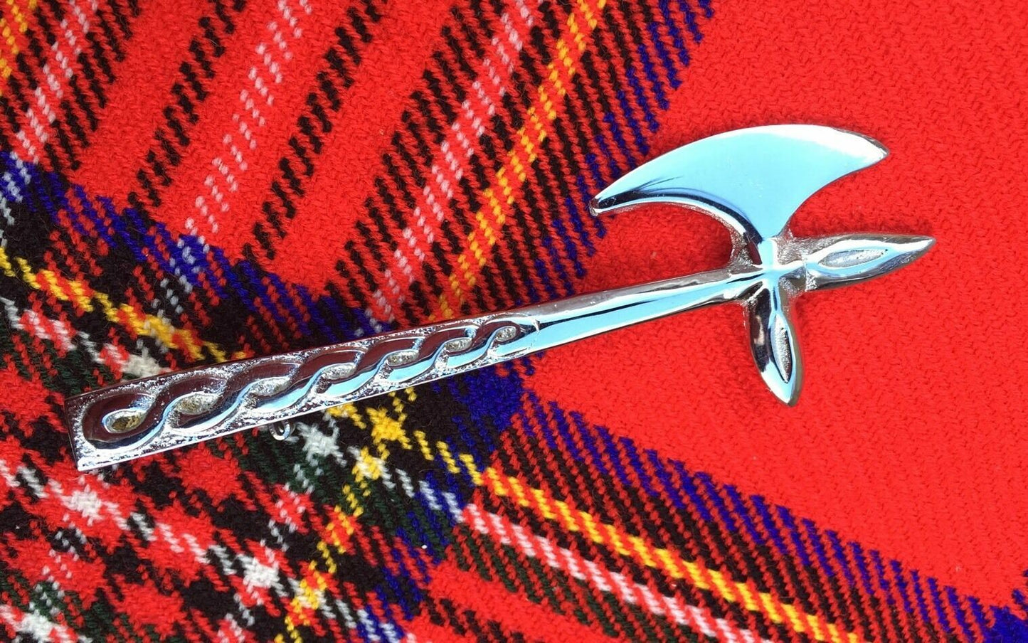 TC Lauder Battle-Axe Kilt Pin Chrome Finish 4"/Scottish Kilt pin/AXE kilt Pins