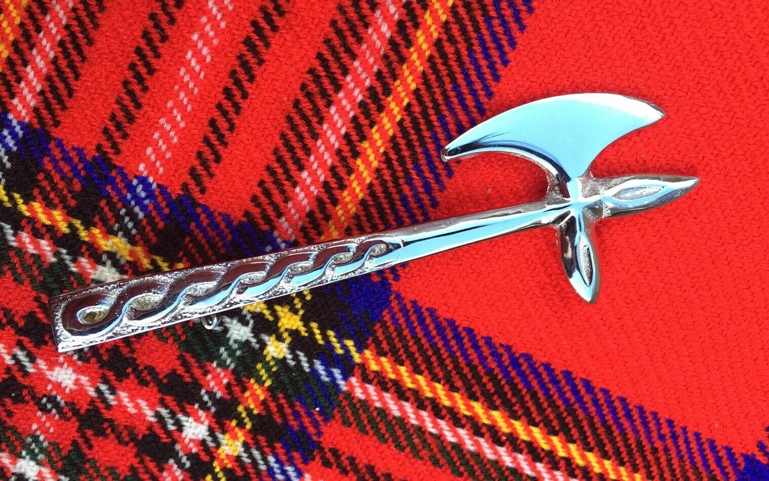 TC Lauder Battle-Axe Kilt Pin Chrome Finish 4"/Scottish Kilt pin/AXE kilt Pins