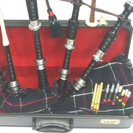 Great Highland Bagpipes Rosewood Silver Amount/Scottish Bagpipes with Hard Case