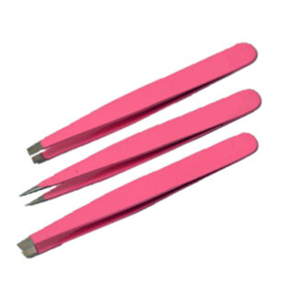 NEW GERMAN Eyebrow Tweezers/Hair tweezers Slanted Straight Pointy Set Of 3-TC