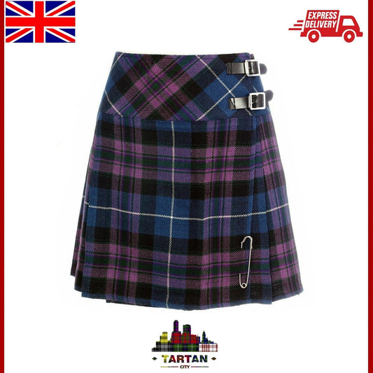 Ladies Billie Kilt Mini Skirt Free kilt Pin Sizes 6-22UK Pride of Scotland
