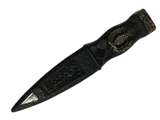 KILT HIGHLANDWEAR SAFETY SGIAN DUBH DUMMY PEWTER MOUNT THISTLE DESIGN ANTIQUE-Tc