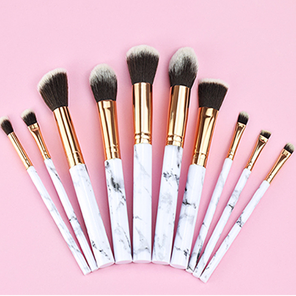 10pcs Marbling Kabuki Professional Make-up Brush Set Brushes Blusher Face Powder
