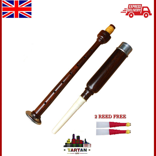 New Rosewood Bagpipe Practice Chanter - Silver Mounts & Reed Fitting