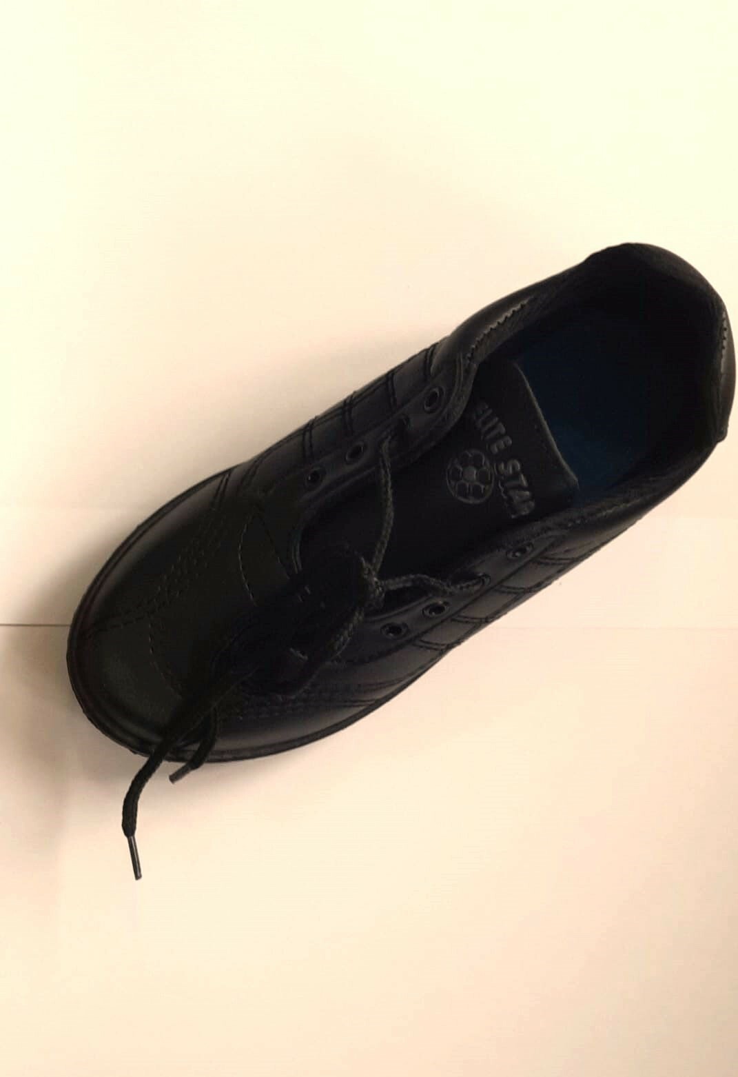 Boys Black Lace Up Flat Sole School Shoes Size UK 12,13,1,2,3,4