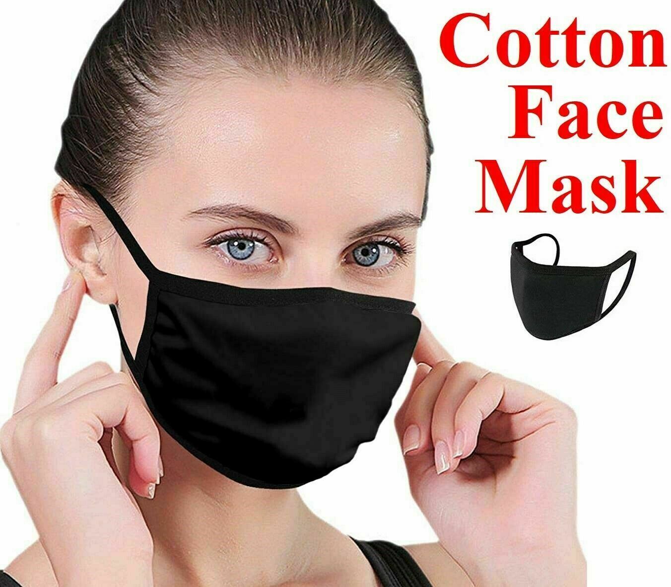 FACE MASK PREMIUM Cotton Reusable Washable Mouth Cover 3 Layers Adult Kids-TC