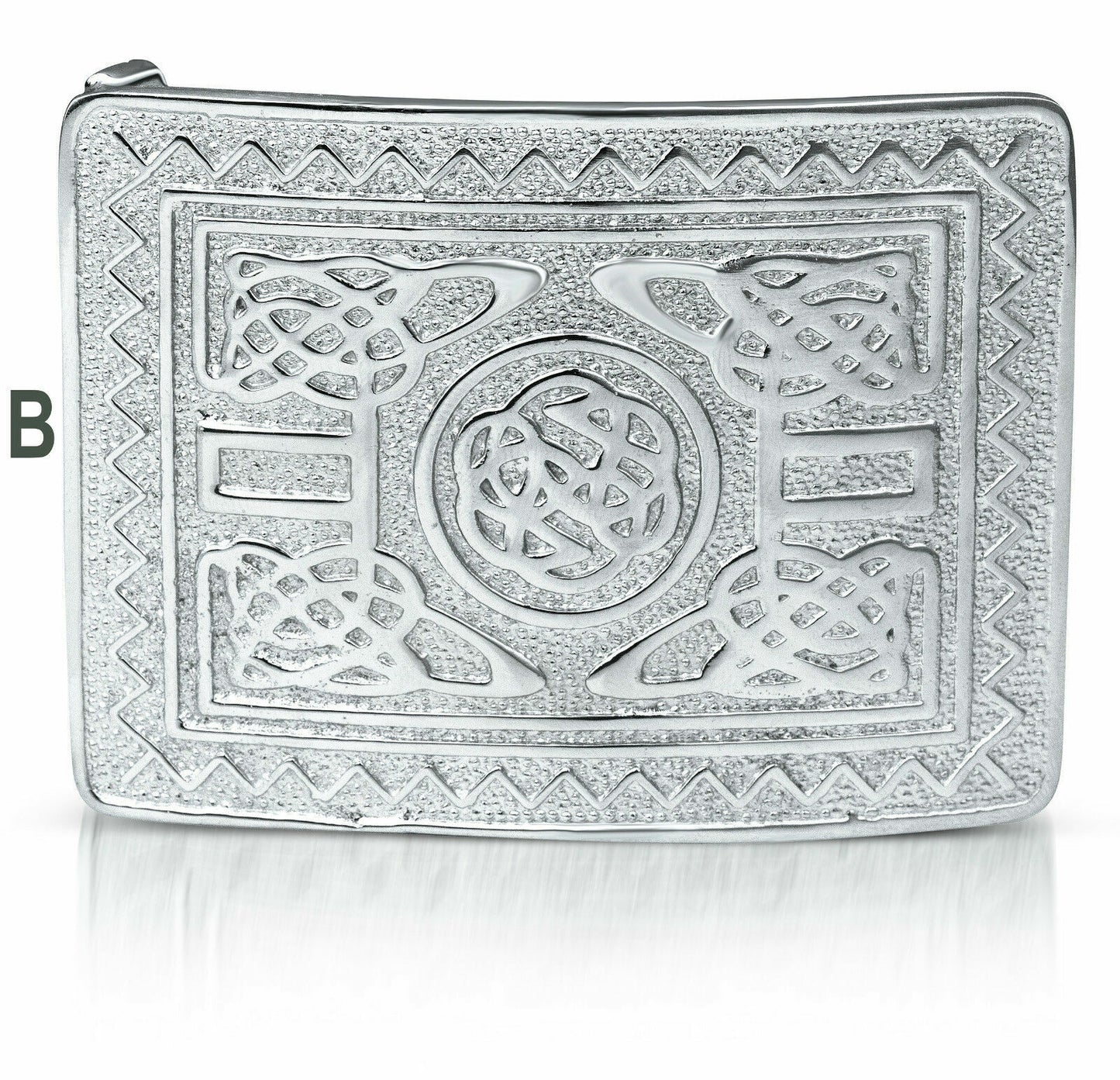 Scottish Kilt Belt Buckle Brass Mirror Shine Celtic Design Sporran-Tc