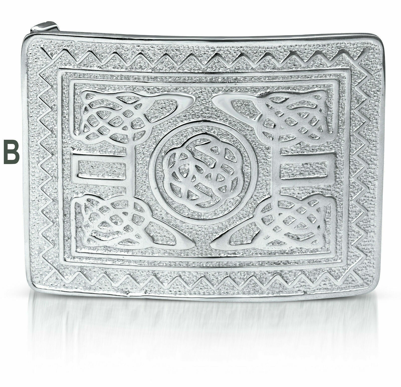 Scottish Kilt Belt Buckle Brass Mirror Shine Celtic Design Sporran-Tc