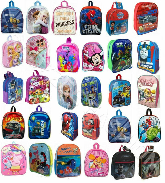 NEW Boys Girls Kids Backpack Junior Toddlers Character Rucksack School Lunch Bag