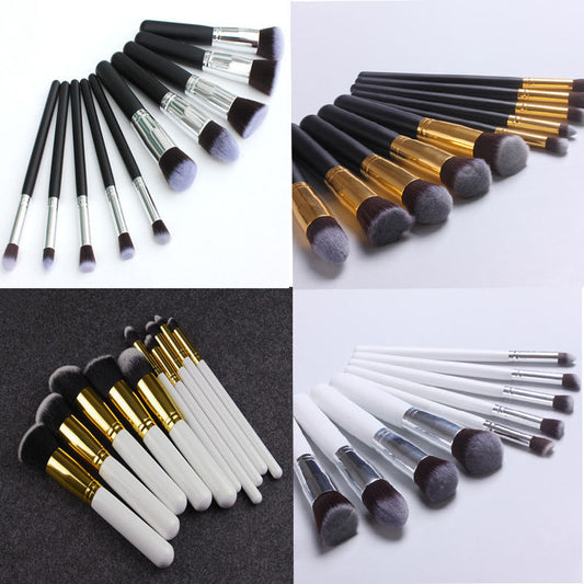 10pcs Kabuki Style Professional Make up Brush Set Foundation Blusher Face Powder