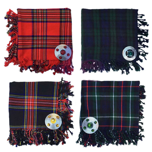 TC New Men's Kilt Fly Plaid With Stone Brooch in Different Tartans Colours