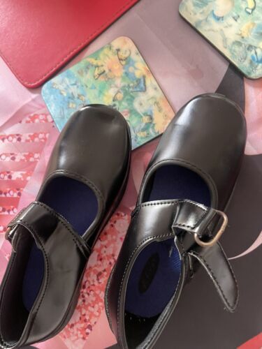 GIRLS BLACK SCHOOL SHOES ELITE STAR STRAP FORMAL SHOES PUMPS KIDS UK SIZES