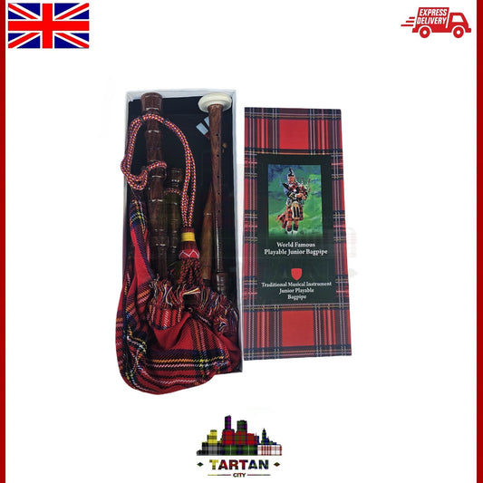 Junior Playable Bagpipes - Fun Royal Stewart Tartan Bagpipe Toy for Kids by TC