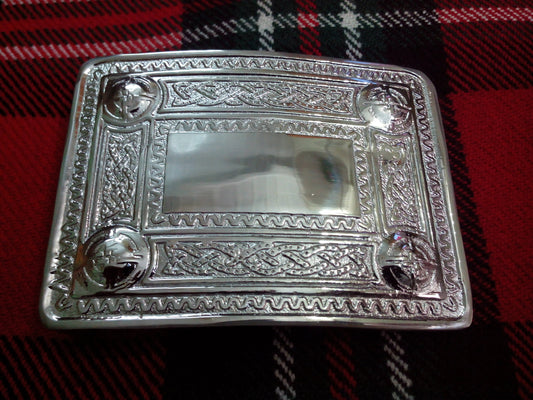 TC Kilt Belt Buckle Thistle 4 Dome Mirror Design/Celtic design kilt belt Buckle