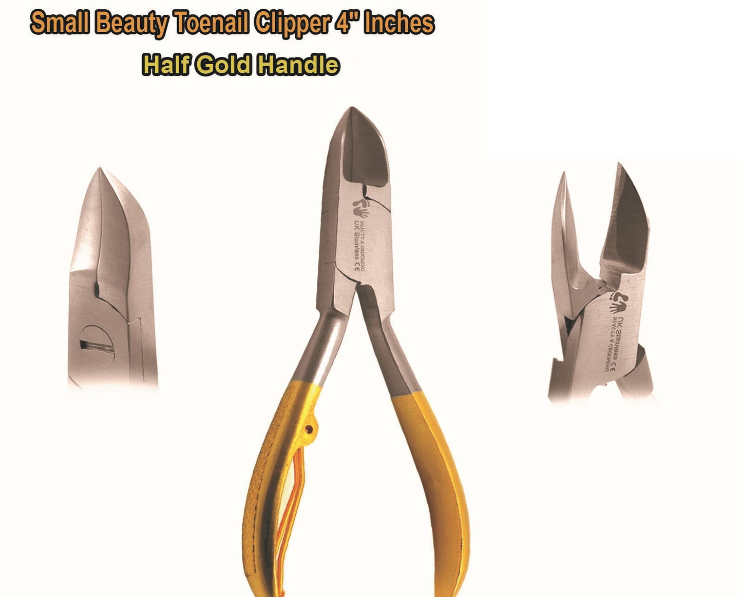 Chiropody Toe Nail Clippers for Thick Nails Cutter 4" Half Gold Colored Handle