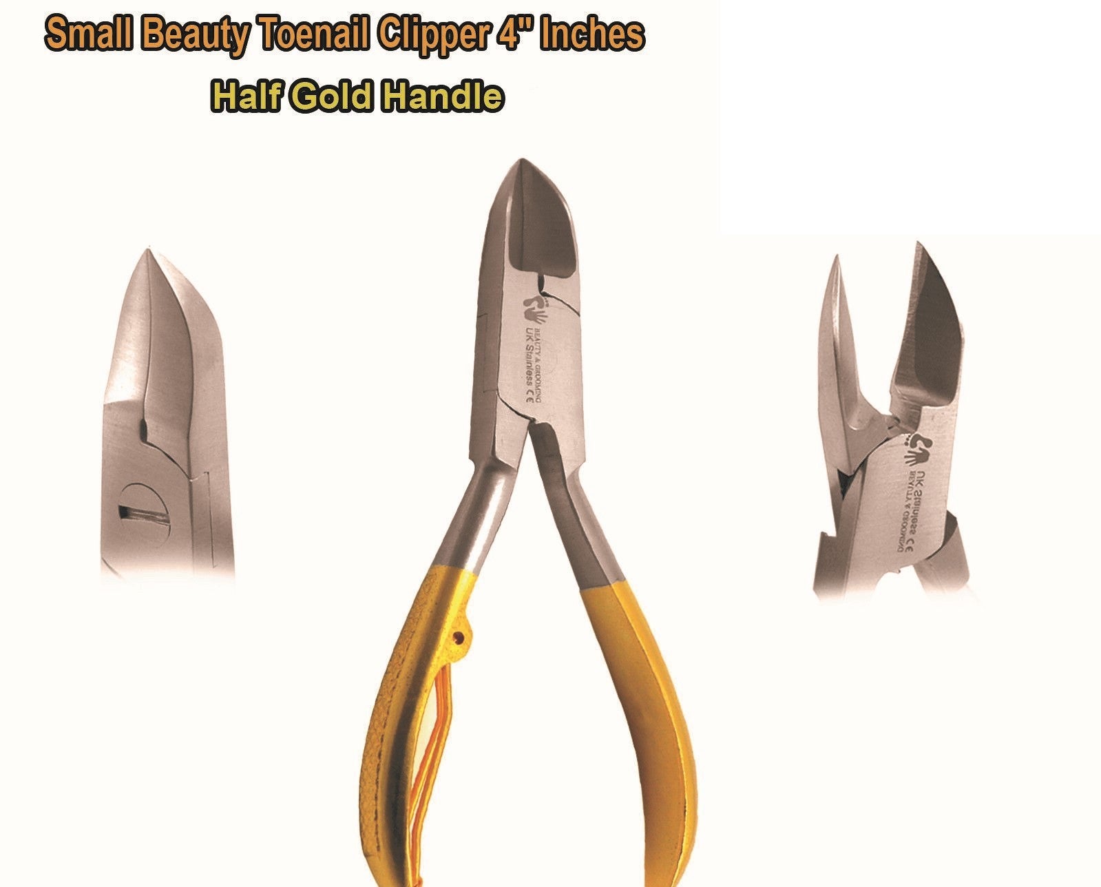 Chiropody Toe Nail Clippers for Thick Nails Cutter 4" Half Gold Colored Handle