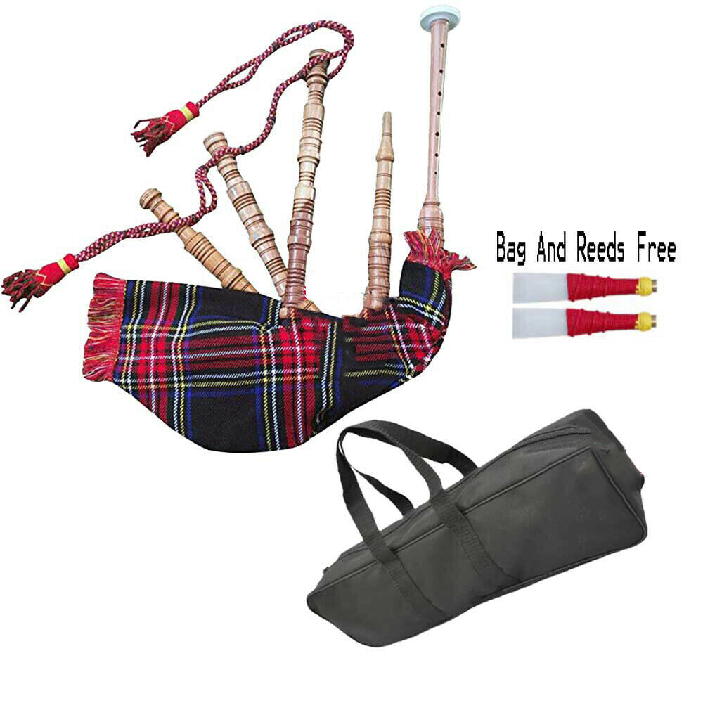 Black Stewart Baby Toy Mini Bagpipe with Cover & Cord Free Bag and Reed Gift-TC