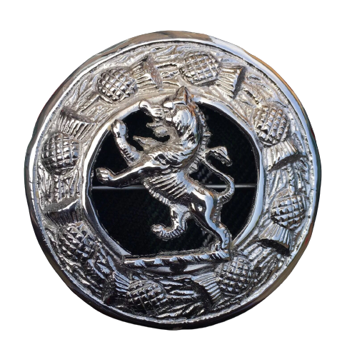 Lion Rampant Chrome Finish Fly Plaid Brooch 3"/Kilt Brooch/pins