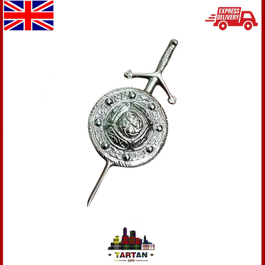 3.5" Tartancity Highland Kilt Pin - Chrome Finish Celtic Knot Design