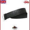" TC en Relief Cuir Noir Ceinture Kilt - Celtique/Chardon/Maçonnique "