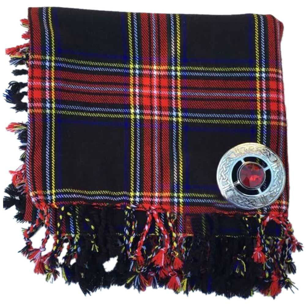 TC New Men's Kilt Fly Plaid With Stone Brooch in Different Tartans Colours