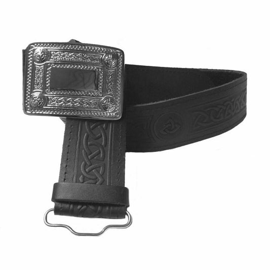 Men's Scottish Lion & Celtic Embossed Leather Kilt Belts & Buckles-Tc