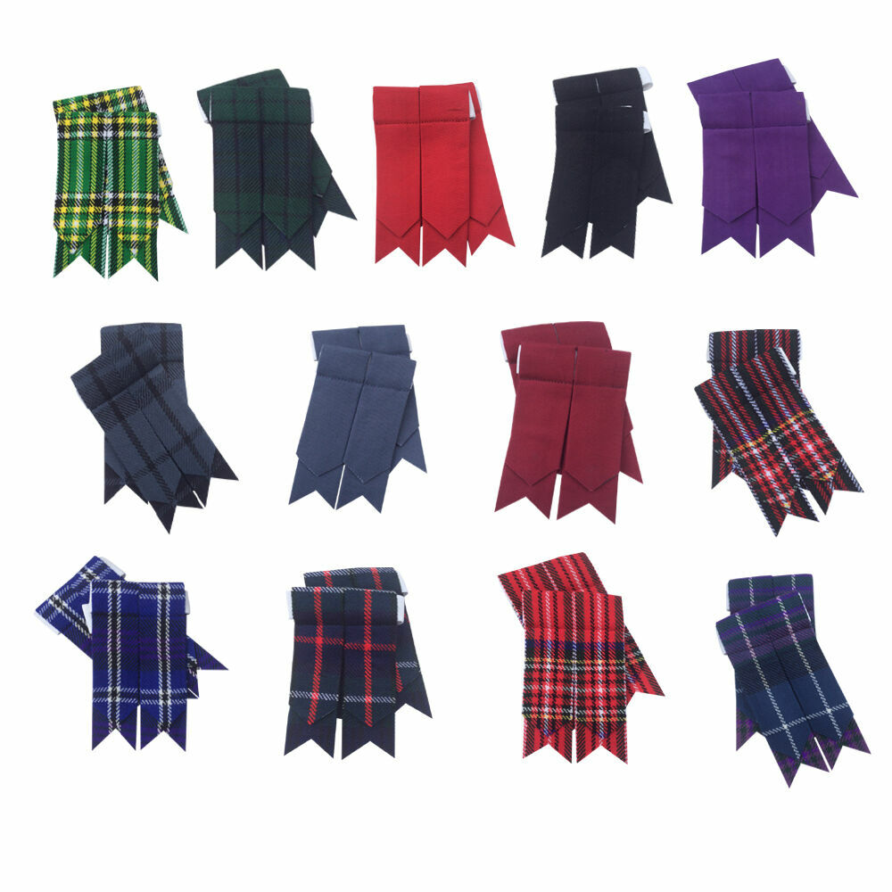 Kilt Hose Flashes Various Colours Tartans/Highland Kilt Sock Flashes Pointed
