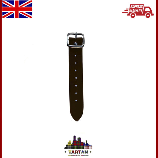 3x Dark Brown Leather Kilt Straps with Buckles - 7" Extender