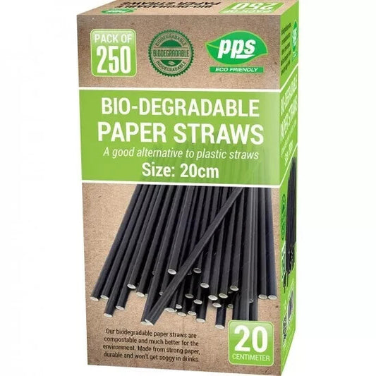 Disposable Paper Straws - Bio-Degradable - Eco-Friendly - 8" (20cm) - 250/Box