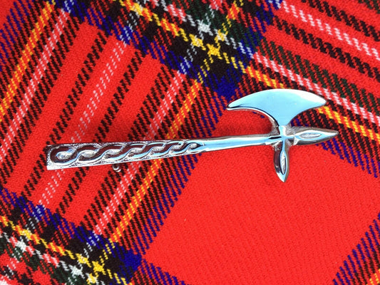TC Lauder Battle-Axe Kilt Pin Chrome Finish 4"/Scottish Kilt pin/AXE kilt Pins