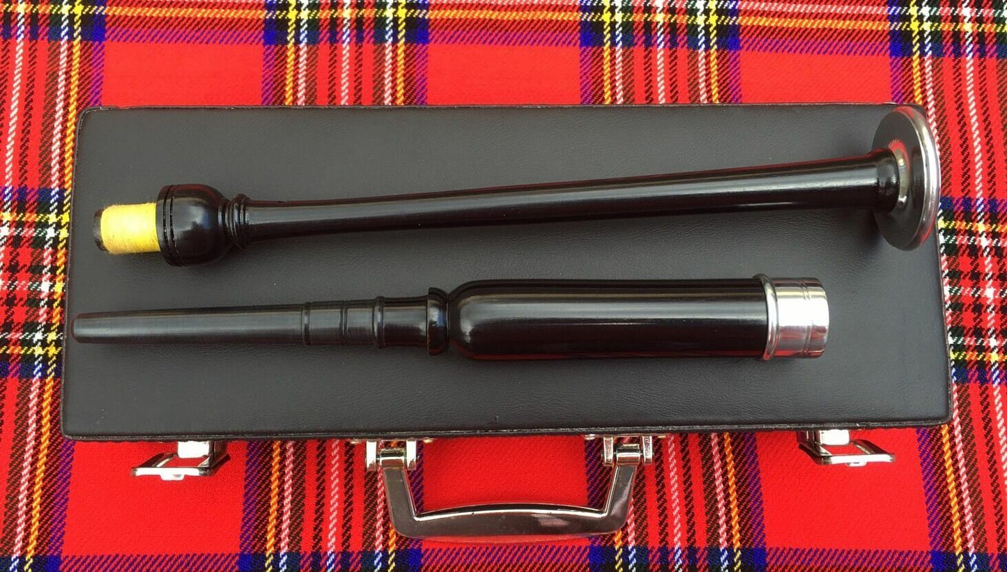 Scottish Highland Rosewood Silver Mounts Practice chanter+ carrying box+3 Reeds