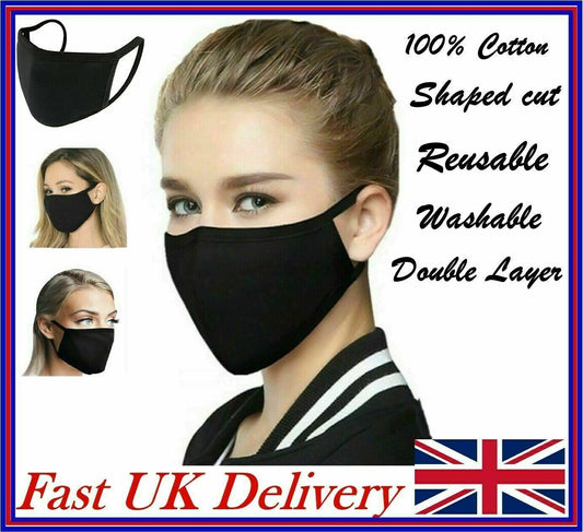 FACE MASK PREMIUM Cotton Reusable Washable Mouth Cover 3 Layers Adult Kids-TC