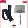 Masonic Kilt Belt Set – Leather Belt, Chrome Celtic Buckle & 4″ Kilt Pin