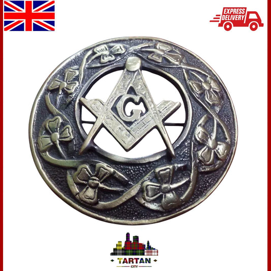 Masonic Plaid Brooch for Men’s Kilt - Antique Finish Fly brooch by Tartancity