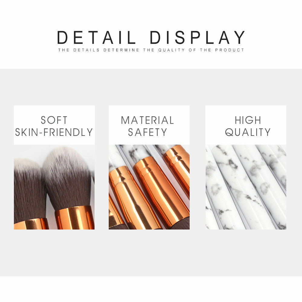 10pcs Marbling Kabuki Professional Make-up Brush Set Brushes Blusher Face Powder
