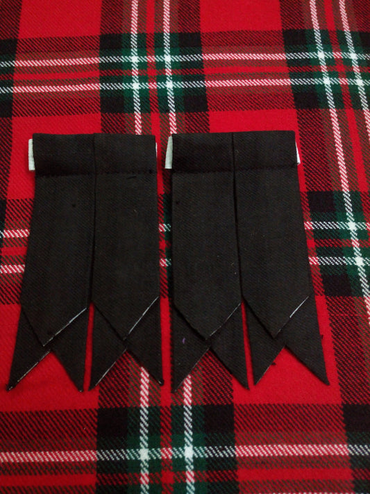 Kilt Sock Flashes Black Plain Tartan/Scottish black plain