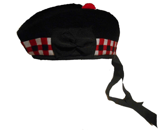 SCOTTISH Glengarry Wool Diced Hat CAP/Glengarry Hat Wool Black Red White Diced