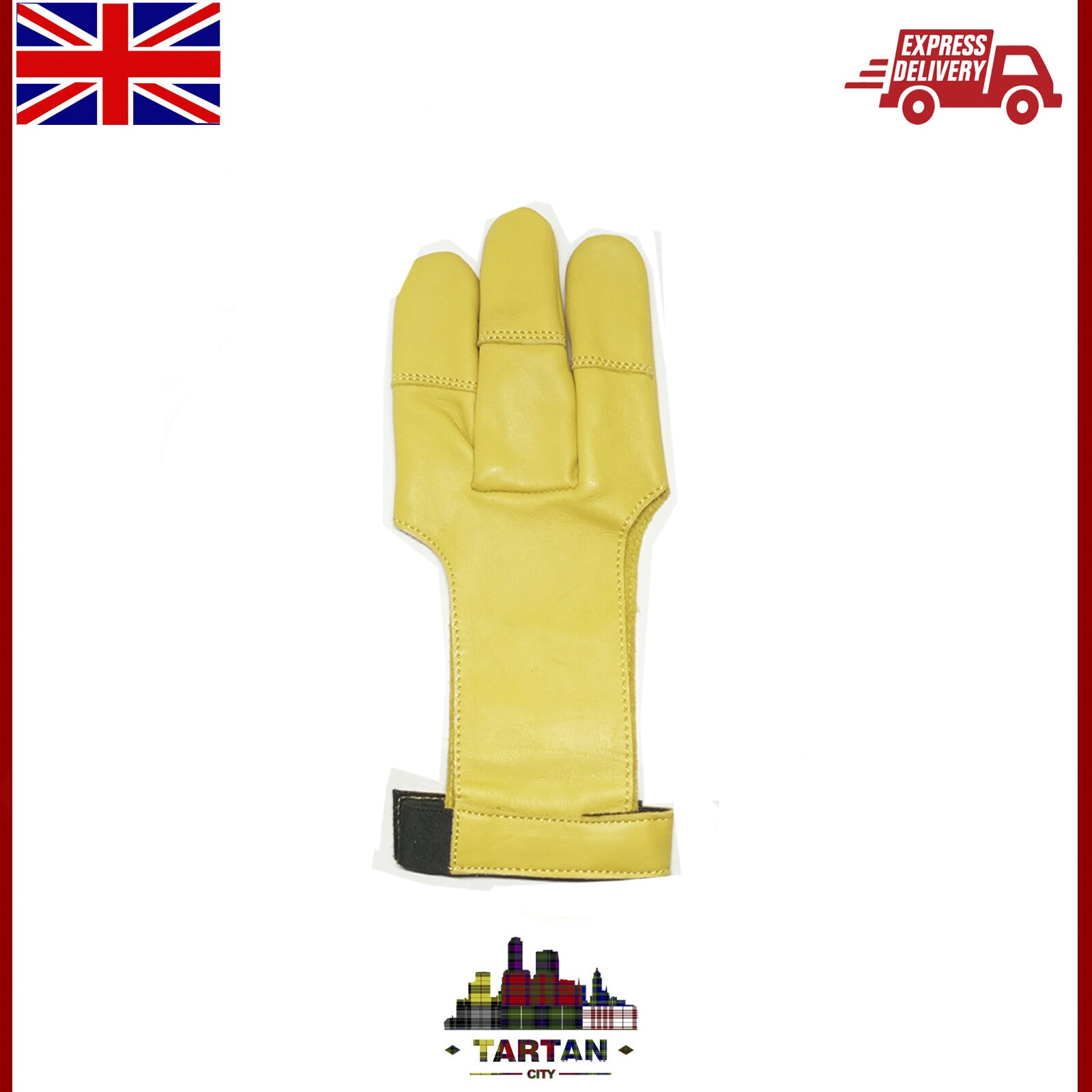 Archery Shooting Glove - Leather Hunting Gloves 3 Finger Bow Hunter gloves XS-XL