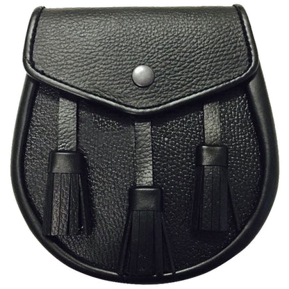 TC Mens Scottish Kilt Sporran Semi Dress Black Leather in Bulk Qty (5-10-15 Pcs)