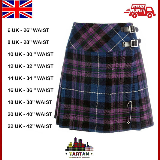 TC Mini Skirt Free Kilt Pin Sizes 6-22UK Pride of Billie Kilt Scotland Ladies