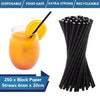 250 Black 8" Paper Straws - Biodegradable Disposable Drinking Straws Bars, Pubs